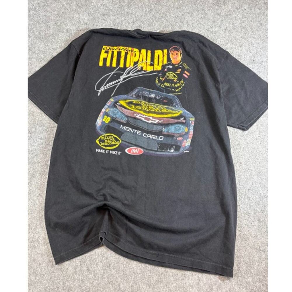 Vintage Y2K NASCAR Christian Fittipaldi Racing Shirt Mens Large Black Streetwear